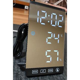 6インチLED卓上時計　目覚まし時計 デジタル時計 壁掛け 温度・湿度計付き (置時計)