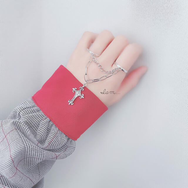 chain rosario  double ring ハンドメイドのアクセサリー(リング)の商品写真