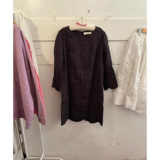 クロエ(Chloe)のChloé dot linen onepiece.(ひざ丈ワンピース)