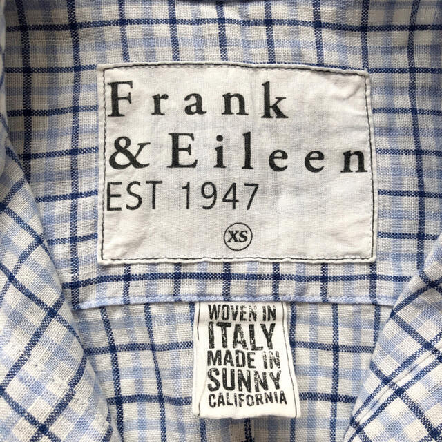 Frank&Eileen(フランクアンドアイリーン)の698美品✨フランク&アイリーン リネン100％ 白青水色チェック XS 麻 レディースのトップス(シャツ/ブラウス(長袖/七分))の商品写真