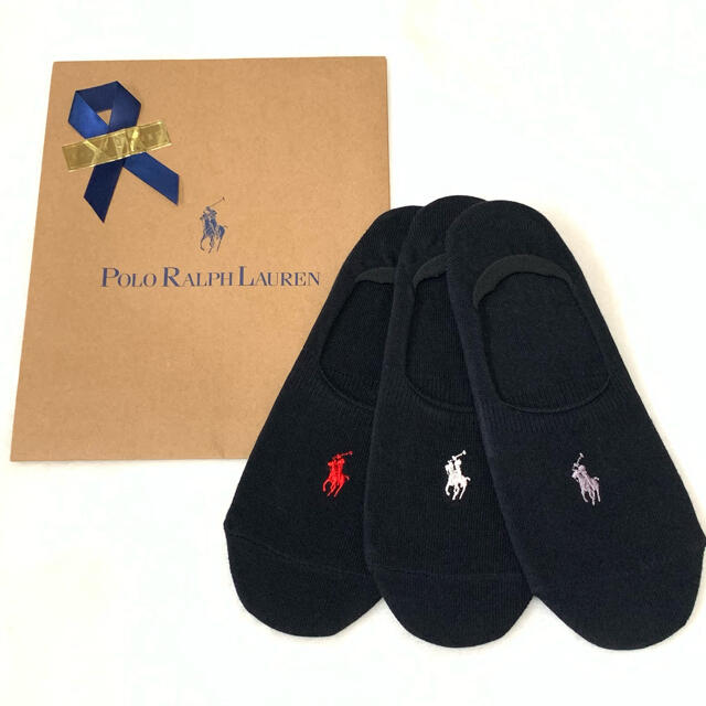 POLO RALPH LAUREN(ポロラルフローレン)のラッピング無料☆*。メンズ 新品 ラルフローレン ショートソックス ブラック3組 メンズのレッグウェア(ソックス)の商品写真