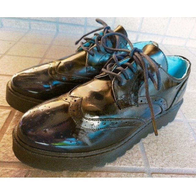 ROSE BUD(ローズバッド)の【夜空色】ROSE BUD 厚底マニッシュシューズ おじ靴 39（24.5cm） レディースの靴/シューズ(ローファー/革靴)の商品写真