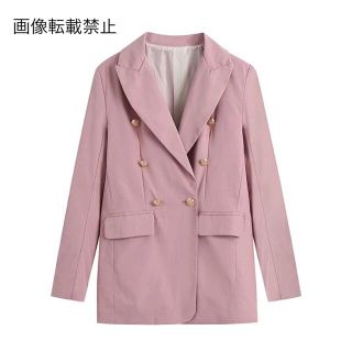 ザラ(ZARA)の🍀5月新作🎏4436◆pink ピンク ダブルブレスト ジャケット ブレザー(テーラードジャケット)