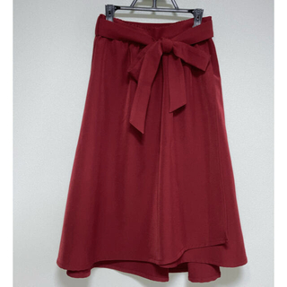 ハニーズ(HONEYS)のHONEYS ハニーズ ラップスカート リボンベルト付き 赤 ボルドー S(ひざ丈スカート)