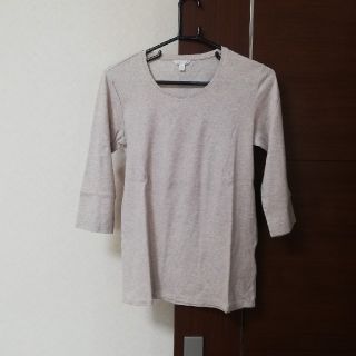 ユニクロ(UNIQLO)の七分丈Tシャツ　無地　グレー　ユニクロ　レディース　XL(Tシャツ(長袖/七分))