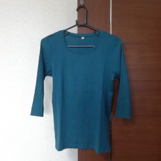 ユニクロ(UNIQLO)の七分丈Tシャツ　無地　緑　ターコイズ　ユニクロ　レディース　XL(Tシャツ(長袖/七分))