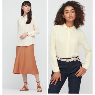 ユニクロ(UNIQLO)のユニクロ　レーヨンブラウス　2枚セット　Lサイズ(シャツ/ブラウス(長袖/七分))