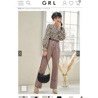 グレイル(GRL)のnkm様専用　GRL 配色ステッチハイウエストストレートパンツ★美品(デニム/ジーンズ)