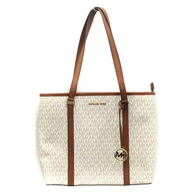 約65cmヨコマイケルコース MICHAEL KORS サディ トートバッグ 白 茶