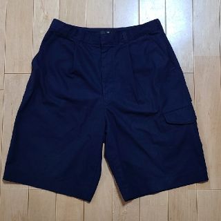 ユニクロ(UNIQLO)のワイドフィットカーゴハーフパンツ　UNIQLO　+J　サイズL BLUE【中古】(ショートパンツ)