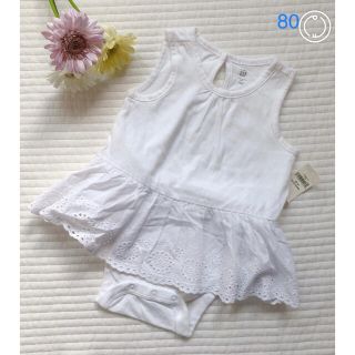 ベビーギャップ(babyGAP)の新品♡baby gap レースロンパース 白(ロンパース)