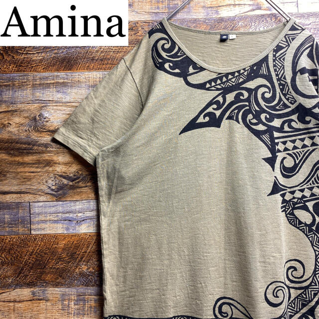 Amina/アミナ半袖Tシャツ古着アジアンエスニックL黄土色茶色ブラウン | フリマアプリ ラクマ