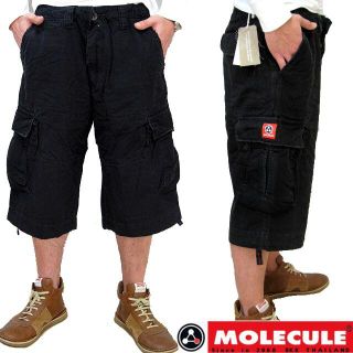 【売り切り】モレキュールMOLECULE3/4丈カーゴパンツ【49025】黒M(ワークパンツ/カーゴパンツ)