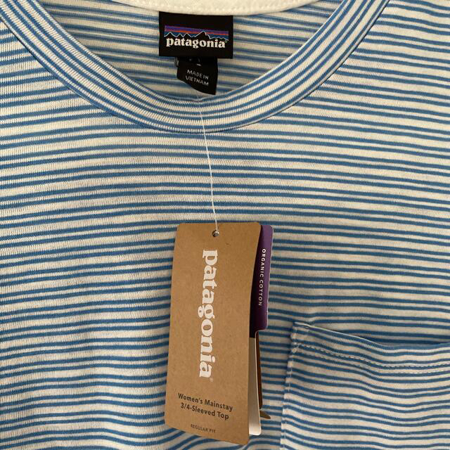patagonia(パタゴニア)のpatagonia ストライプ　ブルー　ロングTシャツ　アメリカ購入 レディースのトップス(Tシャツ(長袖/七分))の商品写真
