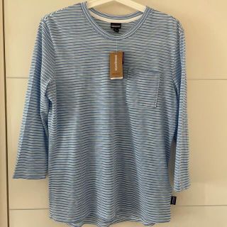 パタゴニア(patagonia)のpatagonia ストライプ　ブルー　ロングTシャツ　アメリカ購入(Tシャツ(長袖/七分))