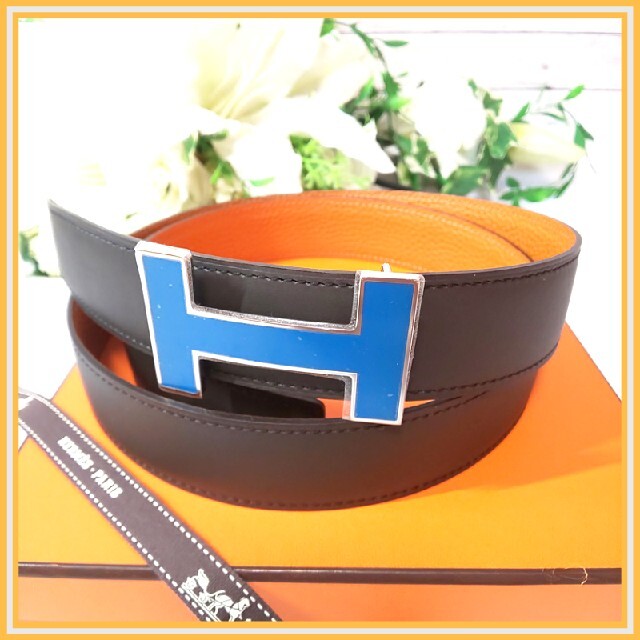 ★HERMES★エルメス ベルト Hバックル(T刻印2015年)希少のブルー♪Hマーク