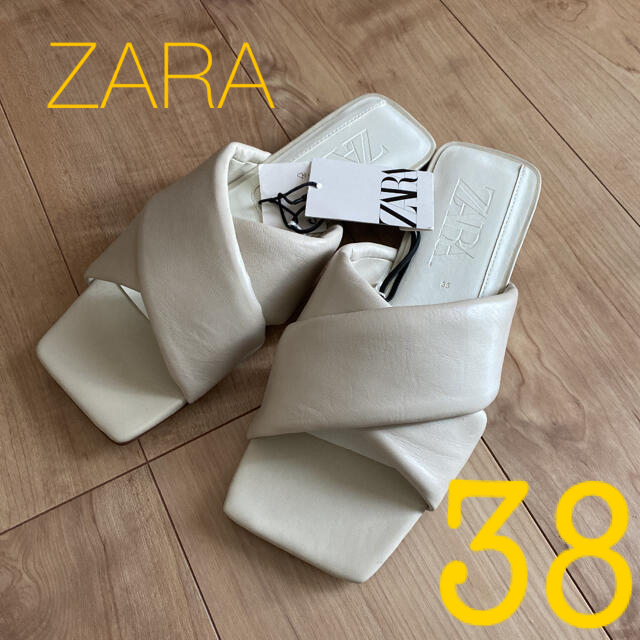 ZARA(ザラ)の新品タグ付き！ZARA フラット　レザー　サンダル　 レディースの靴/シューズ(サンダル)の商品写真