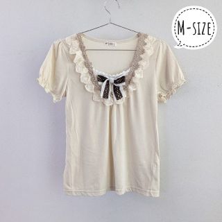 アクシーズファム(axes femme)のaxes femme リボン カットソー Tシャツ Mサイズ(カットソー(半袖/袖なし))