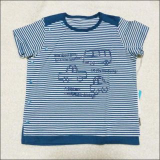 フーセンウサギ(Fusen-Usagi)の新品　フーセンウサギ　Ｔシャツ　ボーダー　車　ブルー　60㎝(Ｔシャツ)