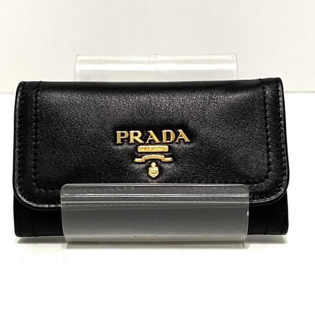 PRADA プラダ キーケース 6連 ブラック シボ革 ゴールドフック