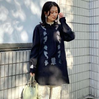 アメリヴィンテージ(Ameri VINTAGE)の新品アメリヴィンテージ EMBROIDERY SHEER SHIRT ブラック(シャツ/ブラウス(長袖/七分))