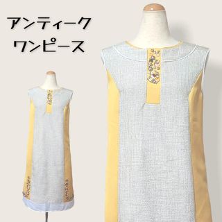 チェスティ(Chesty)の美品 昭和レトロ 異素材 切り替え ワンピース ひざ丈(ひざ丈ワンピース)