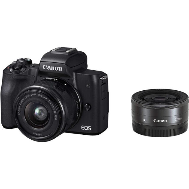 Canon EOS Kiss M ダブルレンズキット ブラック オマケ付き 人気No.1