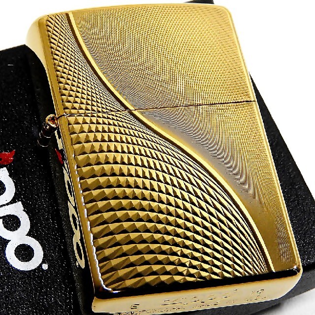 (送料込み)ZIPPO◇両面/ダブルウェーブカット◇24k◇金タンク◇新品ジッポ