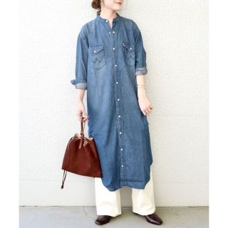 シップスフォーウィメン(SHIPS for women)の【SHIPS別注】Wrangler: ノーカラーデニムシャツワンピース◇(ロングワンピース/マキシワンピース)