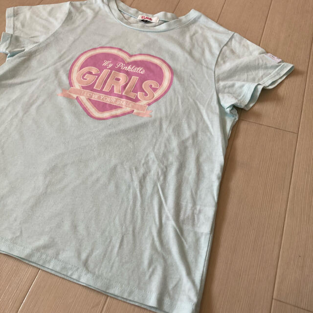 PINK-latte(ピンクラテ)のPink latte ラメ入りハートTシャツ♪ 150 キッズ/ベビー/マタニティのキッズ服女の子用(90cm~)(Tシャツ/カットソー)の商品写真