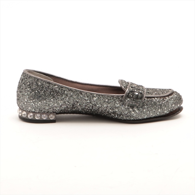 未使用 MIU MIU グリッター ラインストーン ぺたんこ フラット 未使用 MIU MIU グリッター ラインストーン ぺたんこ フラット