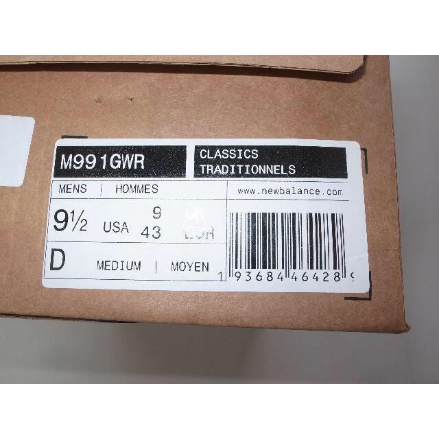 US95約275cmnew balance M991GWR US9.5 27.5cm