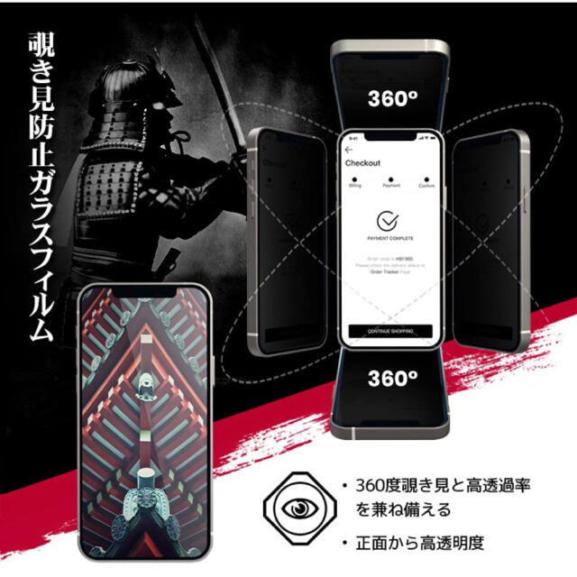 Phone 12 mini 用 ガラスフィルム 360° 覗き見防止 スマホ/家電/カメラのスマホアクセサリー(保護フィルム)の商品写真