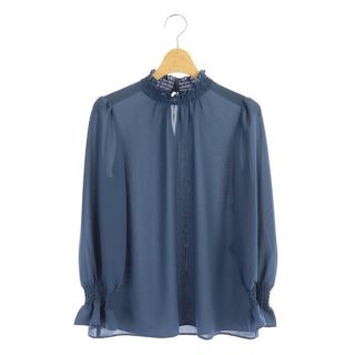 アナイ(ANAYI)のアナイ 18AW ジョーゼットシャーリングブラウス 長袖 36 青 ブルー(その他)