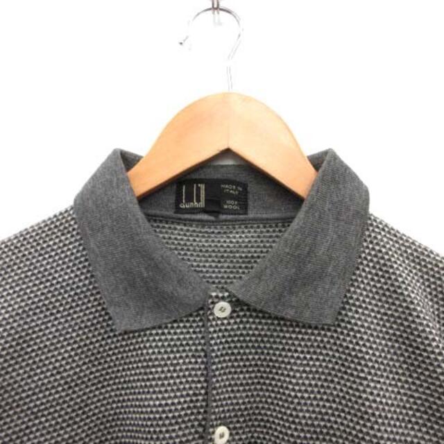 Dunhill(ダンヒル)のダンヒル ポロシャツ 長袖 レギュラーカラー 総柄 40 M グレー ■EC メンズのトップス(ポロシャツ)の商品写真