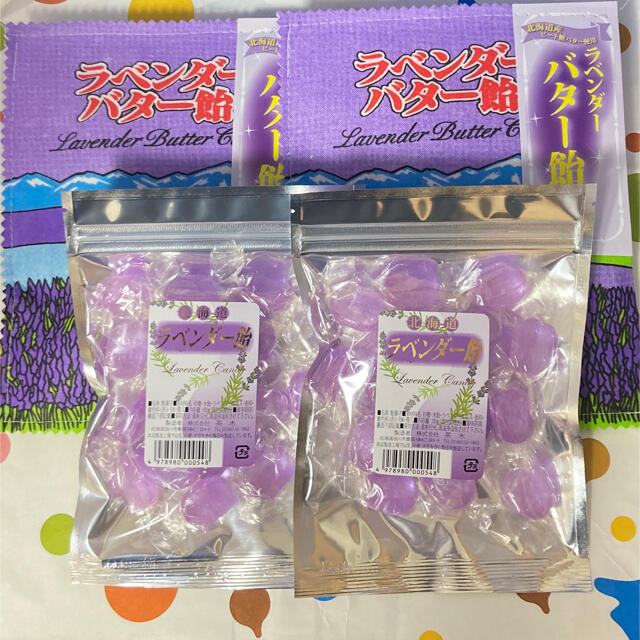 【ラベンダー飴 2袋、ラベンダーバター飴 2袋】 食品/飲料/酒の食品(菓子/デザート)の商品写真