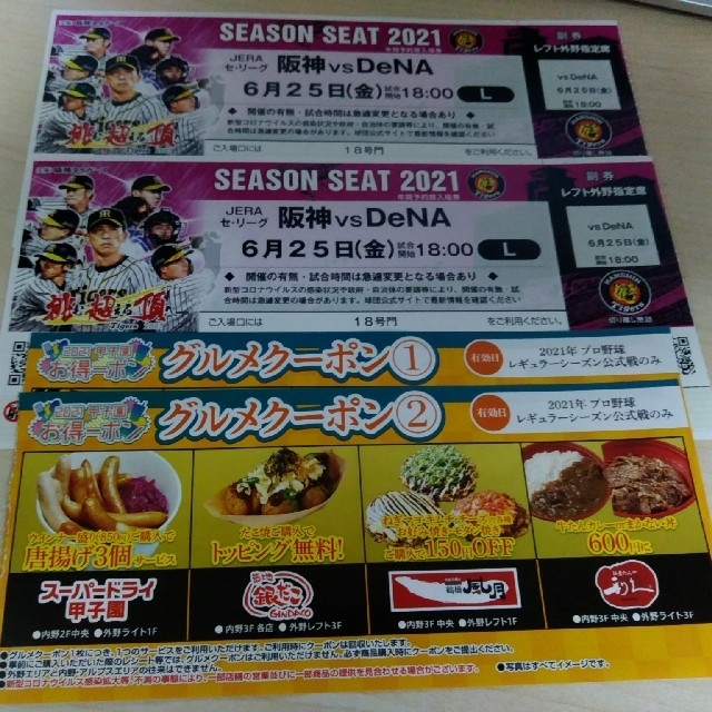 阪神 vs DeNA 6月25日金曜日 レフト外野シートペア