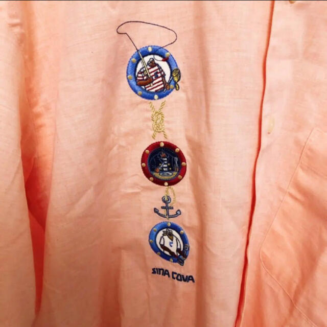 SINACOVA(シナコバ)のシナコバ　SINACOVA 半袖シャツ　刺繍　古着　ゆるダボ　ピンク　桃色 メンズのトップス(シャツ)の商品写真