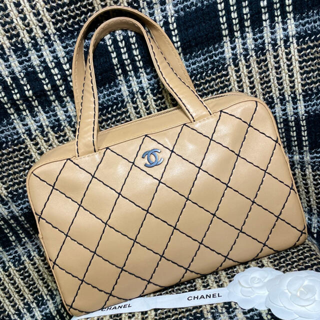 CHANEL トートバッグ ワイルドステッチ ココマーク レザー ベージュ レディースバッグ