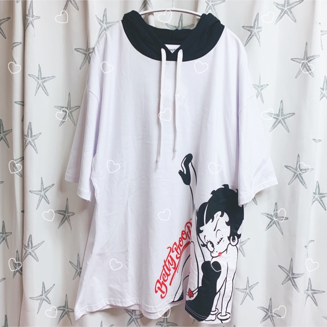 Betty Boop(ベティブープ)の♡⃛ベティ♡⃛ビッグシルエットパーカーTシャツ♡⃛ メンズのトップス(Tシャツ/カットソー(半袖/袖なし))の商品写真