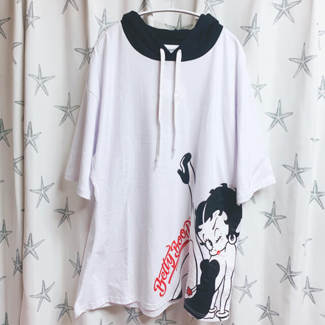 Betty Boop(ベティブープ)の♡⃛ベティ♡⃛ビッグシルエットパーカーTシャツ♡⃛ メンズのトップス(Tシャツ/カットソー(半袖/袖なし))の商品写真