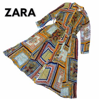 ザラ(ZARA)の【廃盤】ZARA エスニック柄 パッチワーク ワンピース レディース L マルチ(ロングワンピース/マキシワンピース)