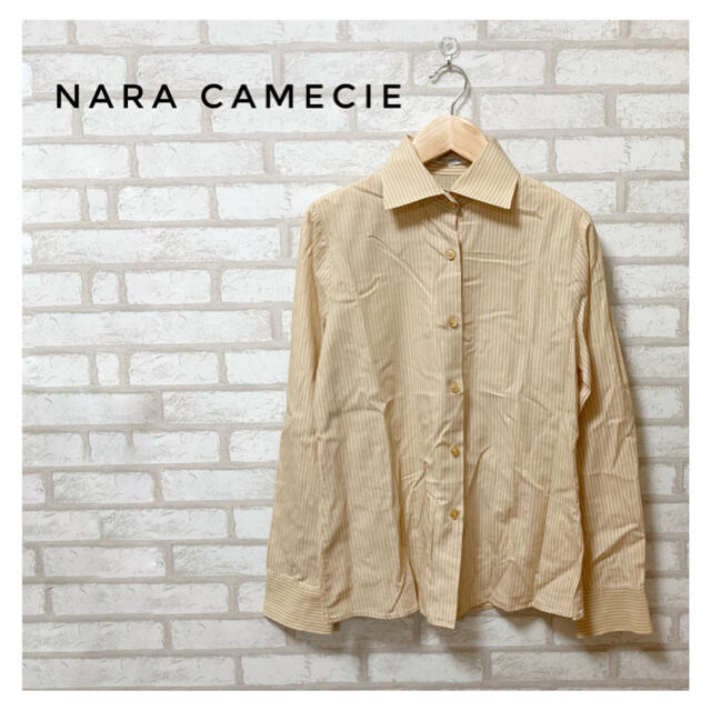 NARACAMICIE(ナラカミーチェ)のNARA CAMICIE レディース ブラウス FREE ベージュ ストライプ レディースのトップス(シャツ/ブラウス(長袖/七分))の商品写真