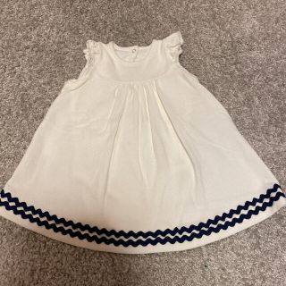 プチバトー(PETIT BATEAU)の未使用☆プチバトー☆マリンワンピース☆ホワイト×ネイビー☆12m74cm(ワンピース)