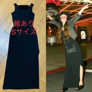 安室奈美恵ちゃん着用？★ロングワンピース★スリット★タンクトップ★黒★難あり(ロングワンピース/マキシワンピース)