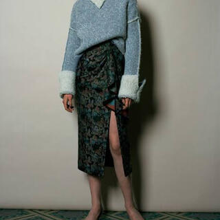 mame 17aw draped silky wool skirt