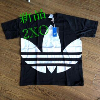 アディダス(adidas)の【新品2XOサイズ】adidas tシャツ ブラック　ビックアディダス tシャツ(Tシャツ/カットソー(半袖/袖なし))