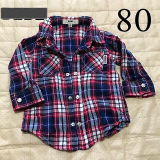 ワスク(WASK)のシャツ　チェック　七分袖　80(シャツ/カットソー)