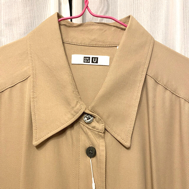 新品　UNIQLO U ドレープツイル シャツワンピース　ベージュ　XS