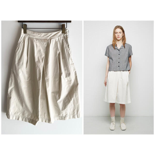 MARGARET HOWELL(マーガレットハウエル)のMHL. コットンツイルオーバーオールスカート オフホワイト サイズ1 レディースのスカート(ひざ丈スカート)の商品写真